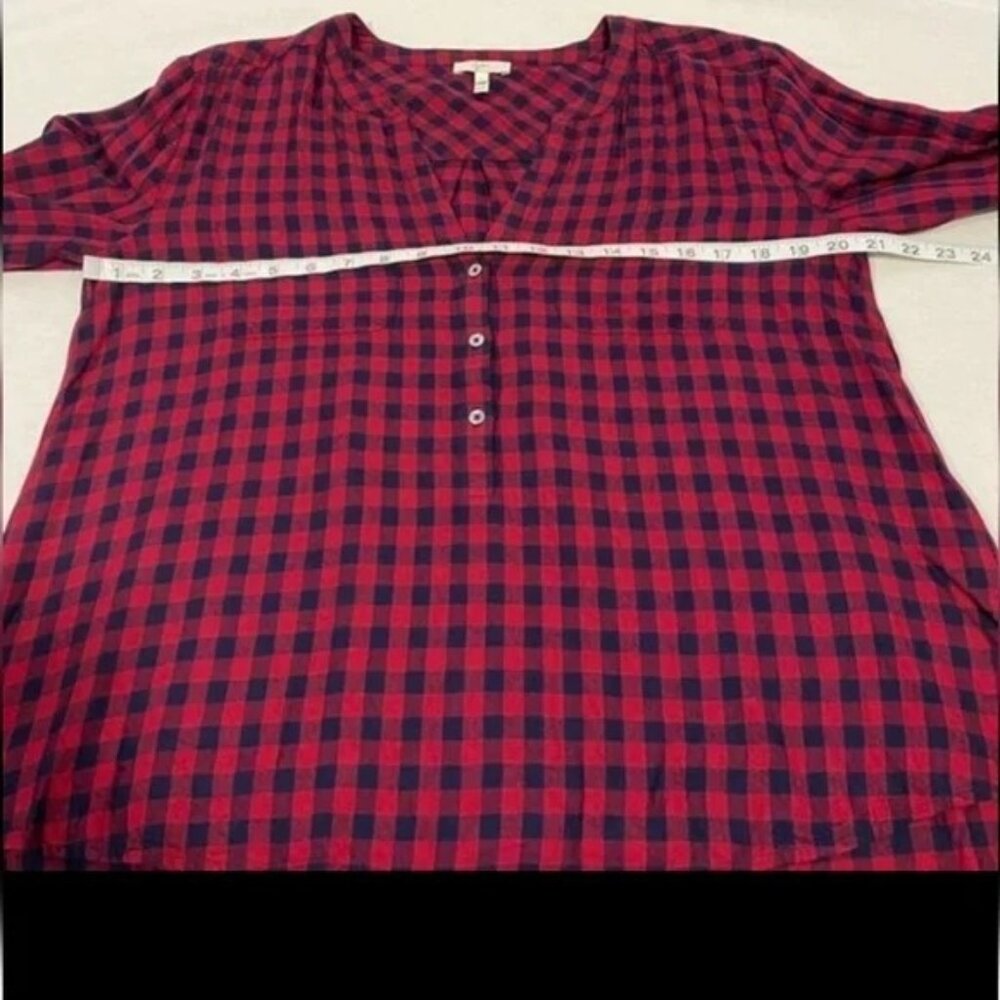 Joie Red Gingham Plaid Popover Top - Picture 5 of 7